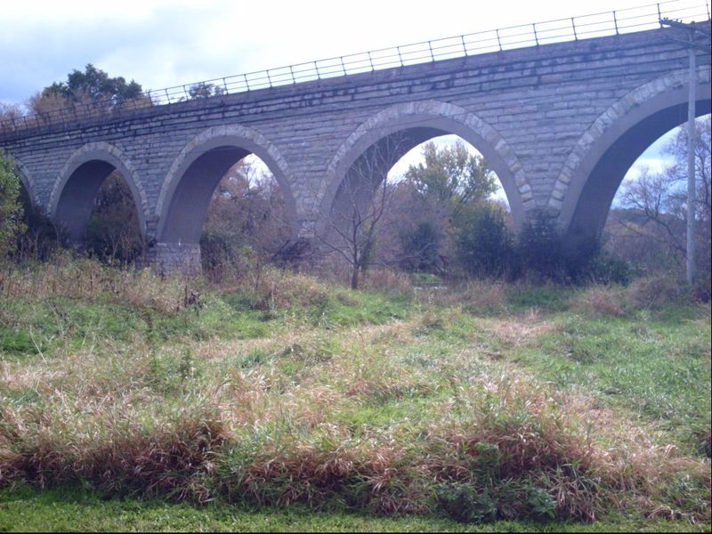 Beautiful high multiple-arch railroad bridge