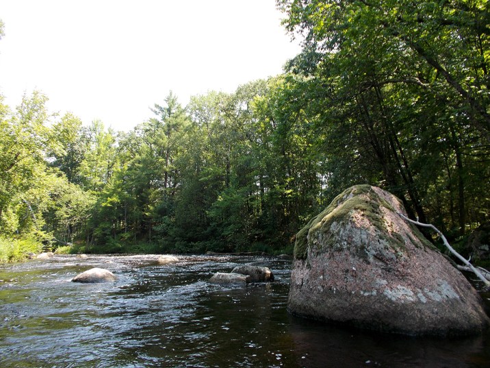 Brief boulder narrowing
