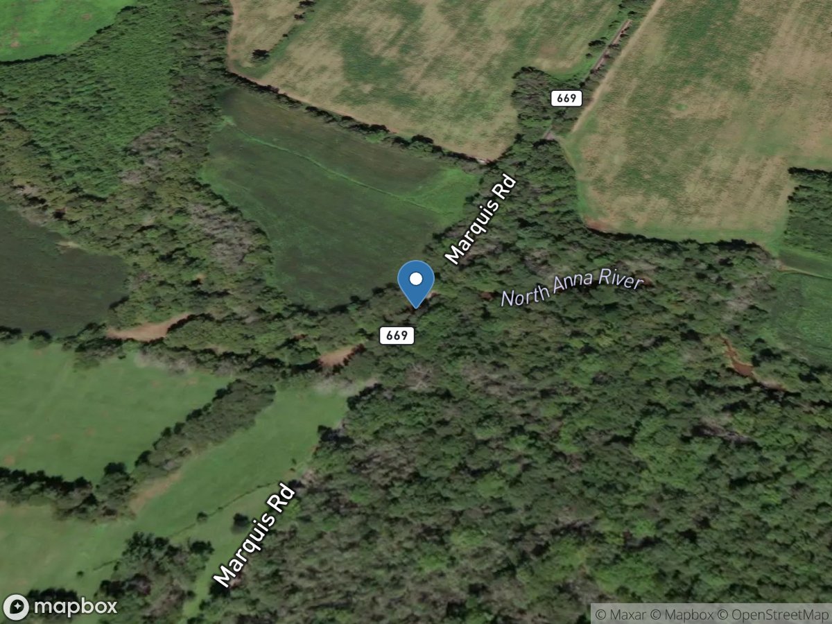 N Anna River at Rt 669 near Monrovia, VA location