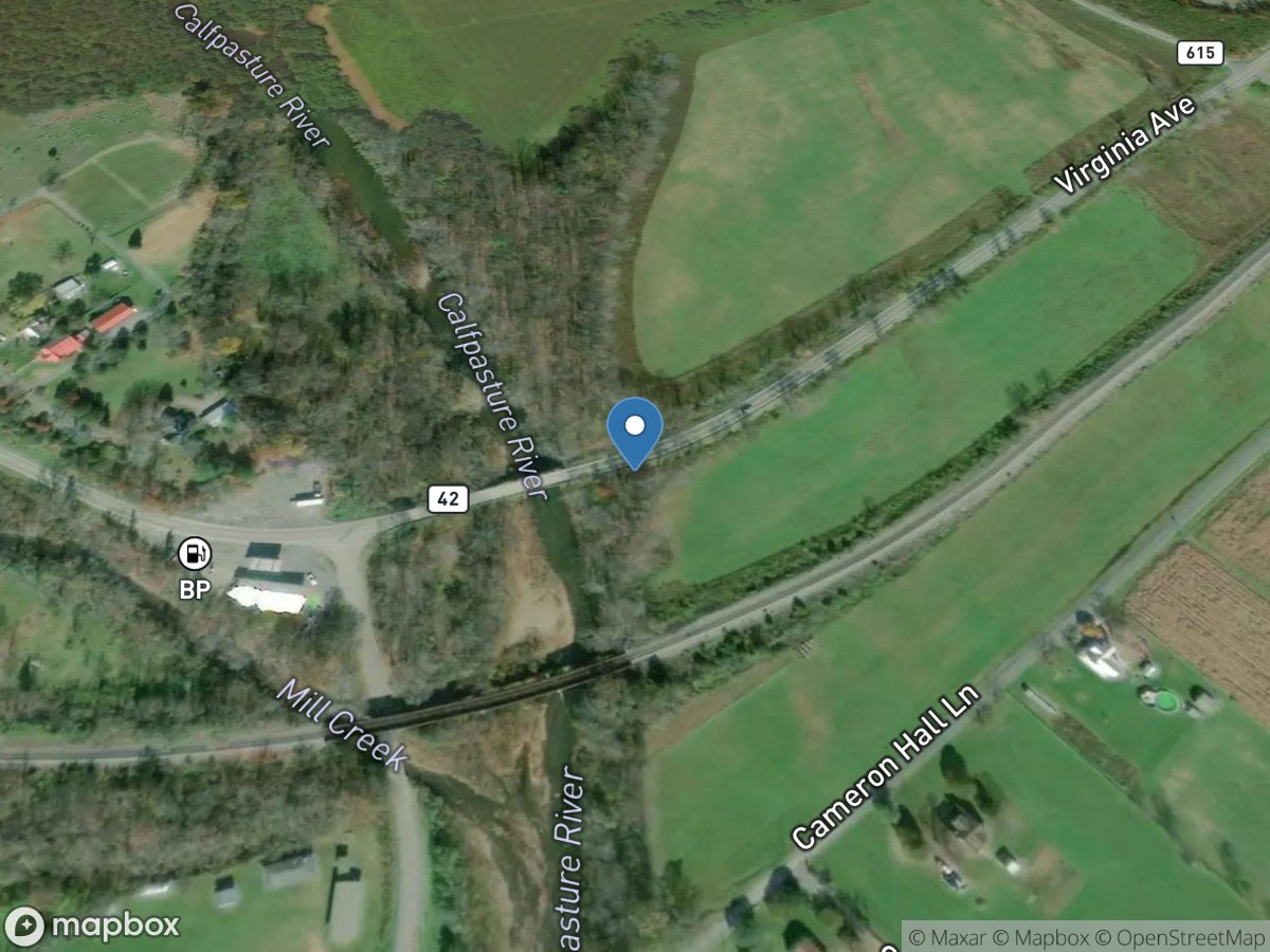 Calfpasture River above Mill Creek at Goshen, VA location