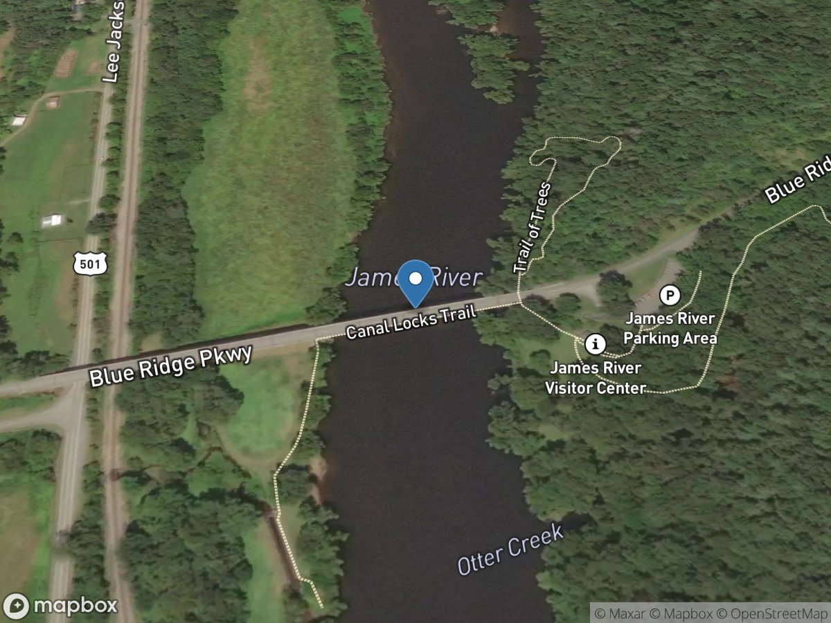 James River at Blue Ridge Parkway near Big Island, VA location