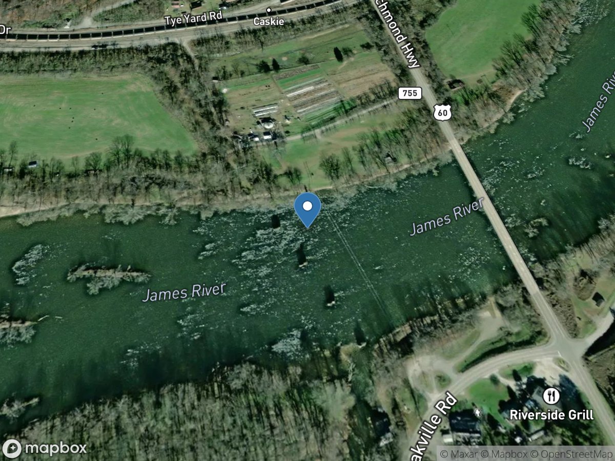 James River at Bent Creek, VA location