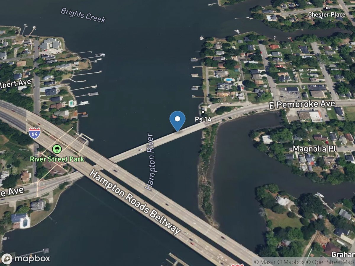 Hampton River at Route 351 at Hampton, VA location