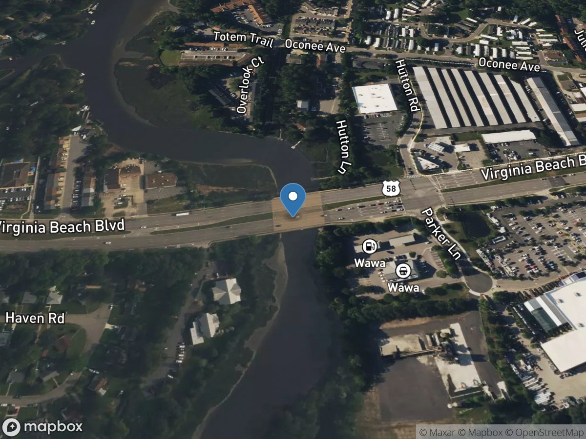 London Bridge Creek at Rt 58 at Virginia Beach, VA location
