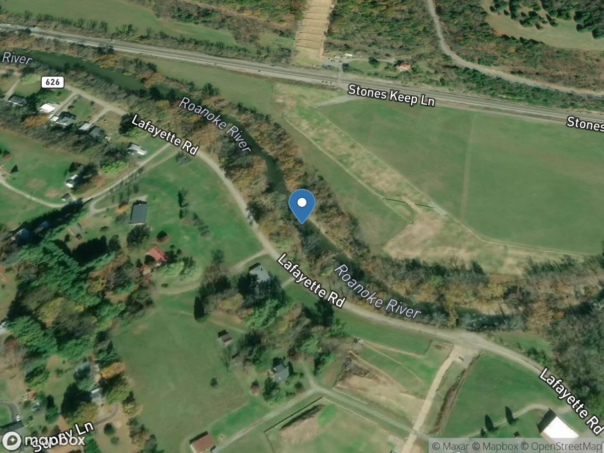 Roanoke River Along Route 626 at Lafayette, VA location