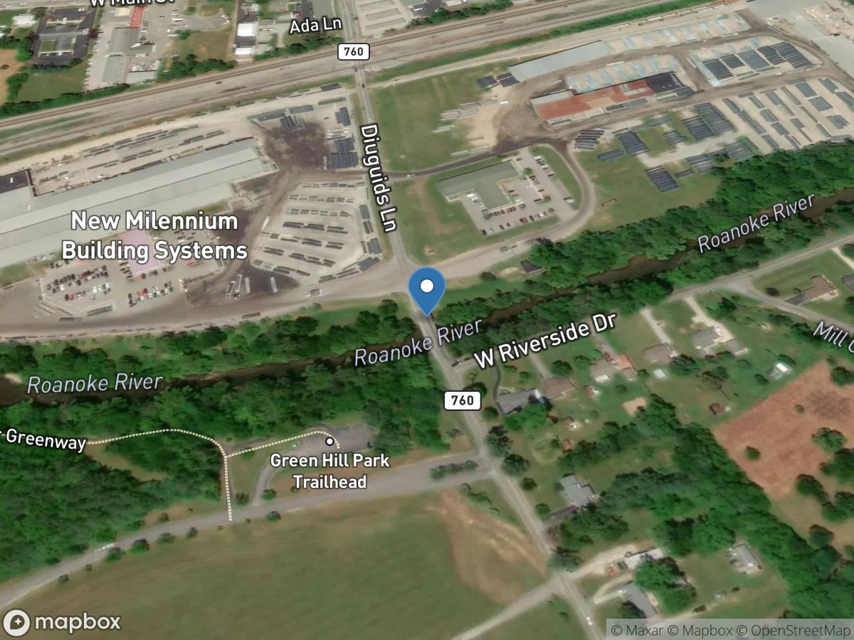 Roanoke River at Rts 639/760 at Salem, VA location