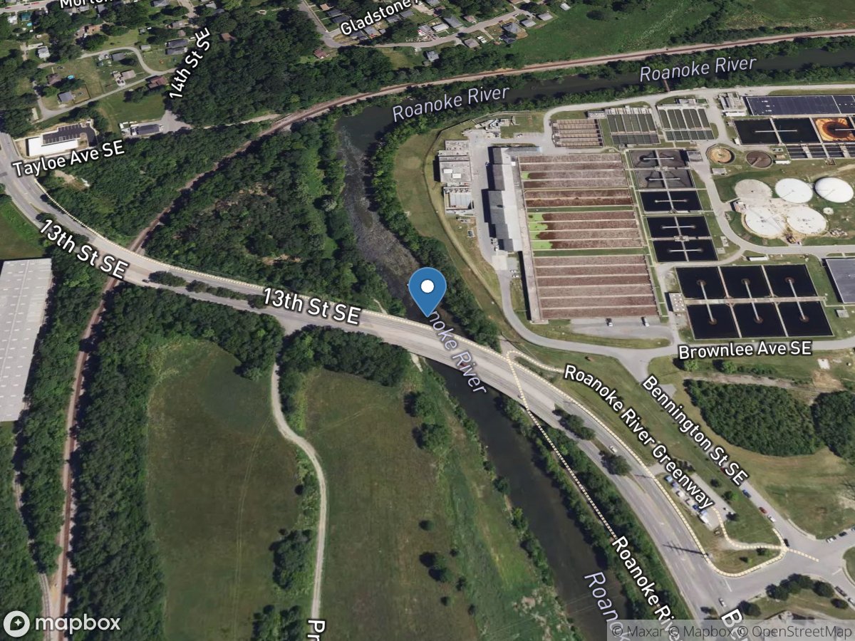 Roanoke River at Thirteenth ST Branch at Roanoke, VA location
