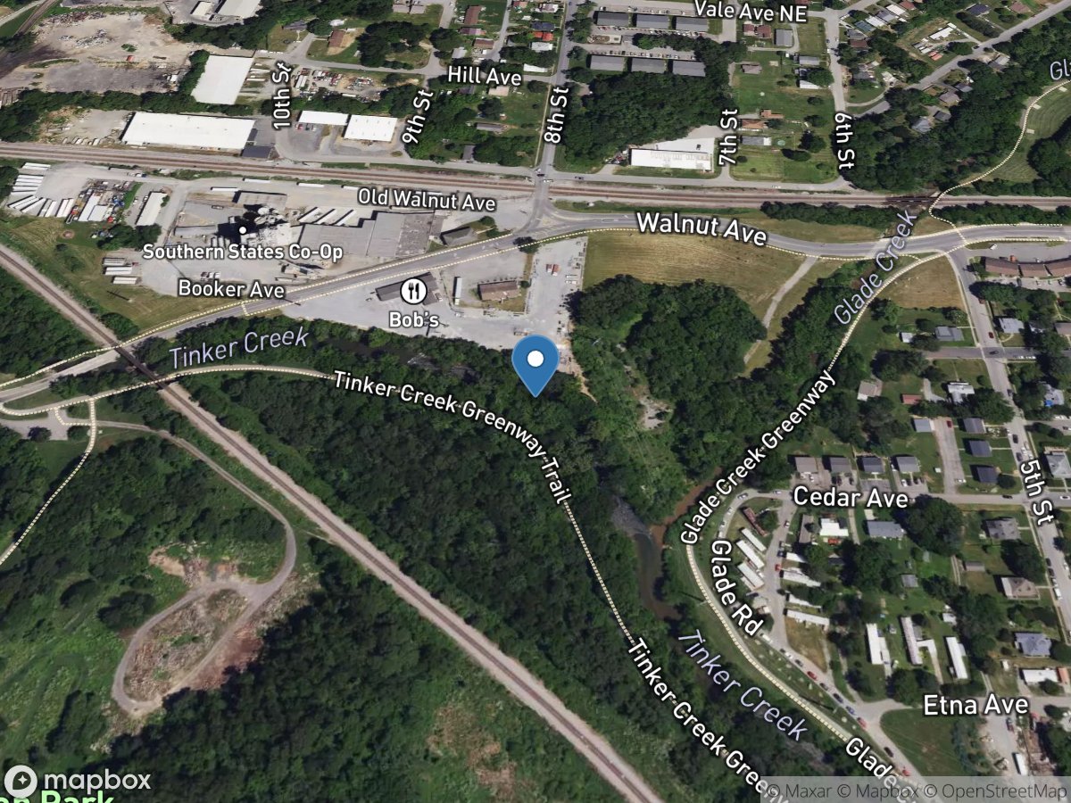 Tinker Creek above Glade Creek at Roanoke, VA location