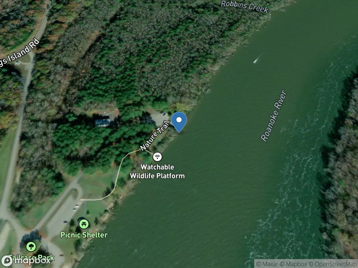 Roanoke River at Buggs Island, VA location