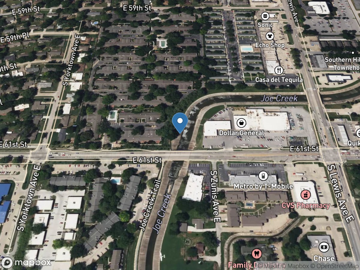 Joe Creek at 61st Street at Tulsa, OK location