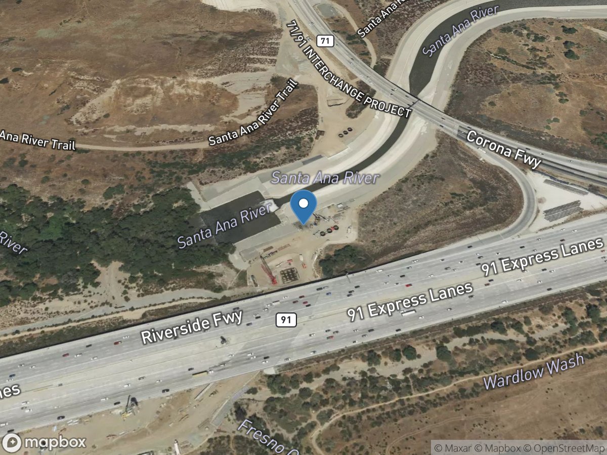 Santa Ana River below Prado DAM CA location