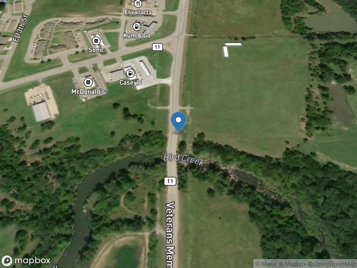 Bird Creek at SH 99 at Pawhuska, OK location