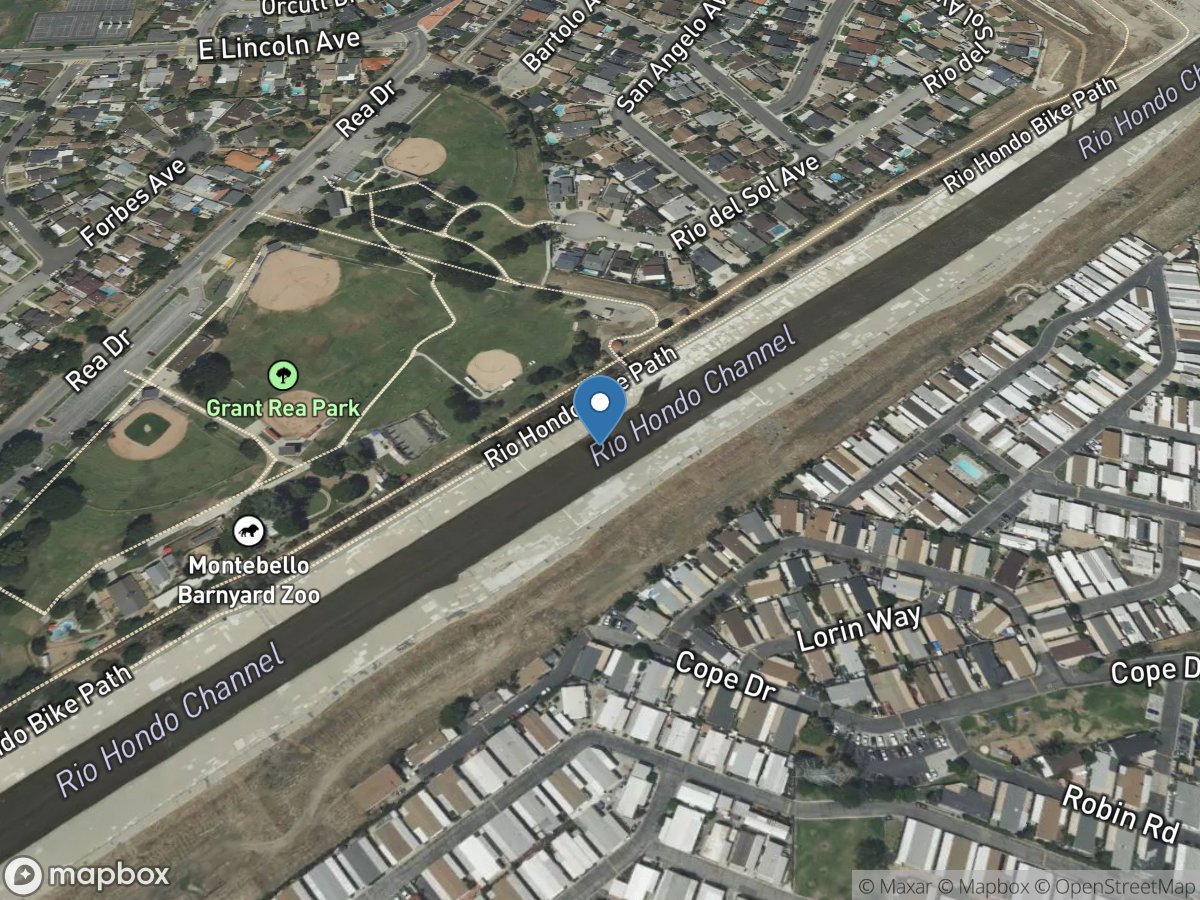 Rio Hondo below Whittier Narrows DAM CA location