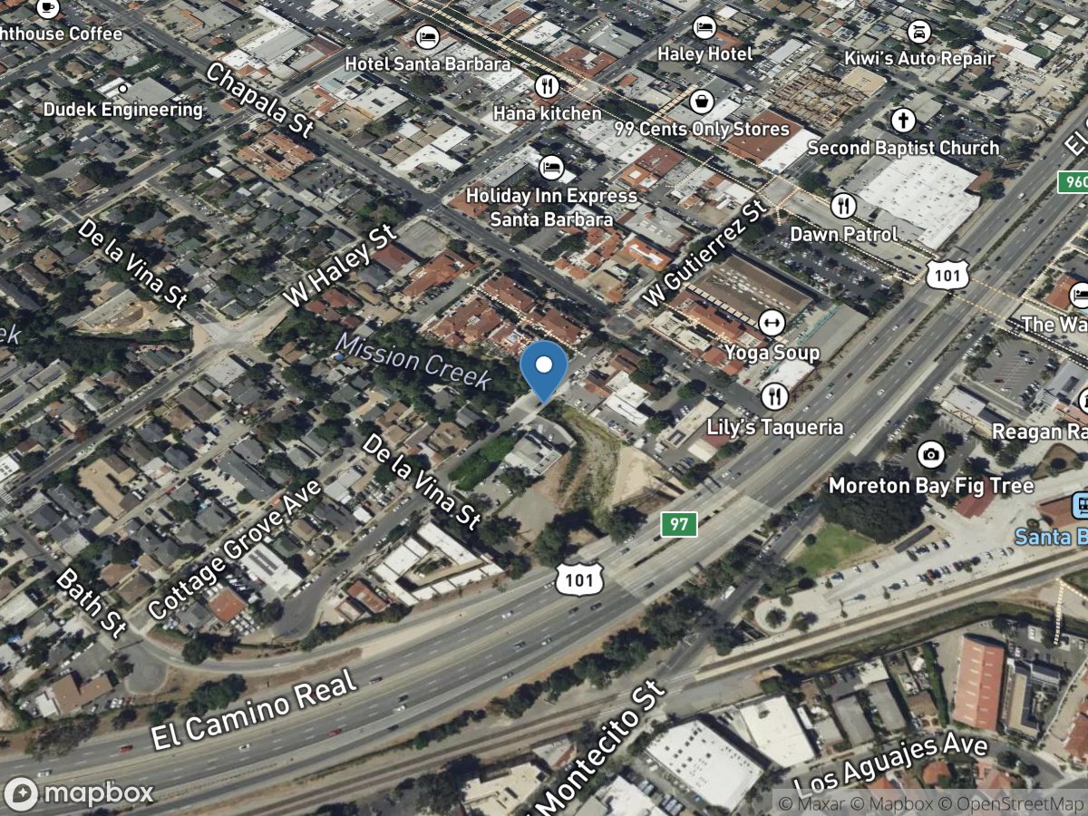 MISSION Creek Below West GUTIERREZ ST Branch A SANTA BARBARA CA location