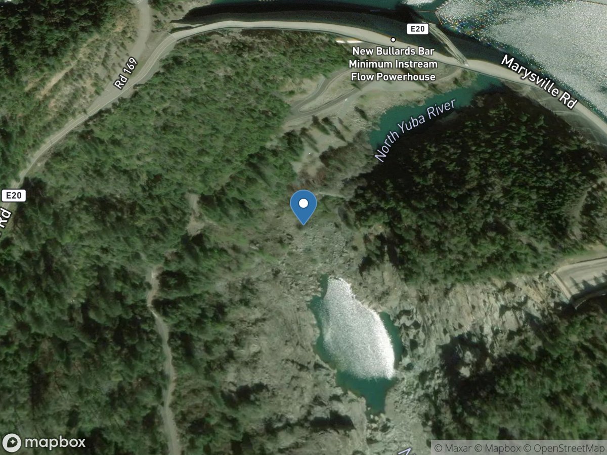 N Yuba River Low Flow Rel below New Bullards Bar DAM CA location