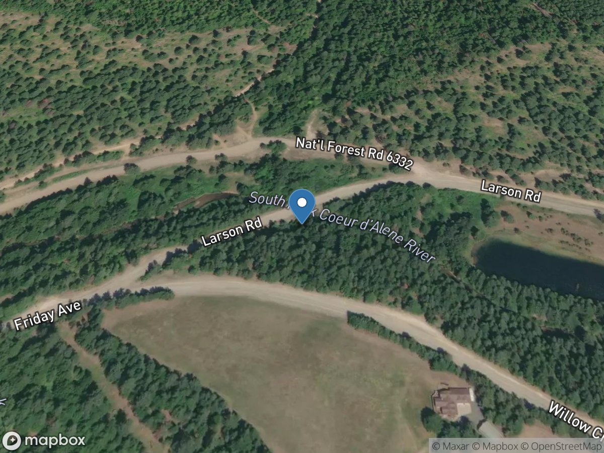 SF Coeur D Alene River above Deadman Gulch near Mullan ID location