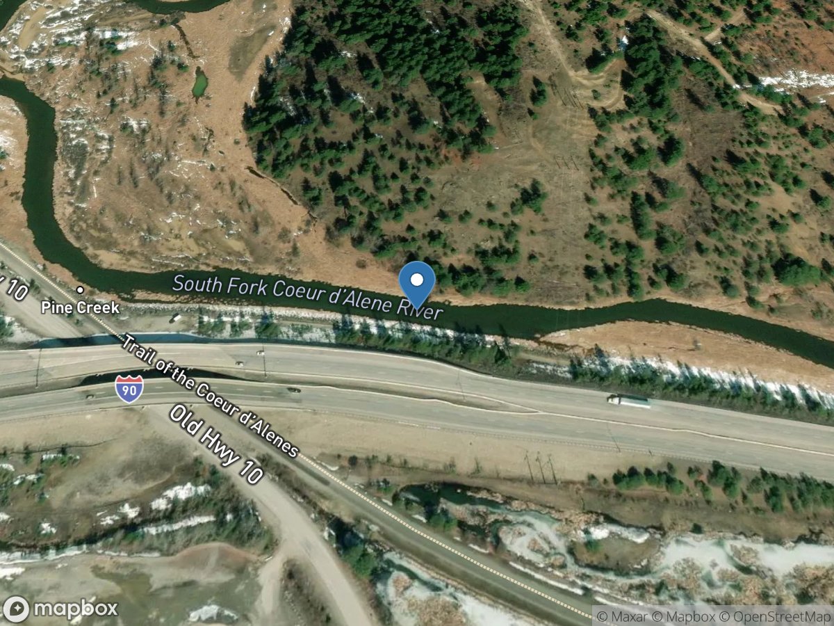 SF Coeur D Alene River above Pine Creek near Pinehurst ID location