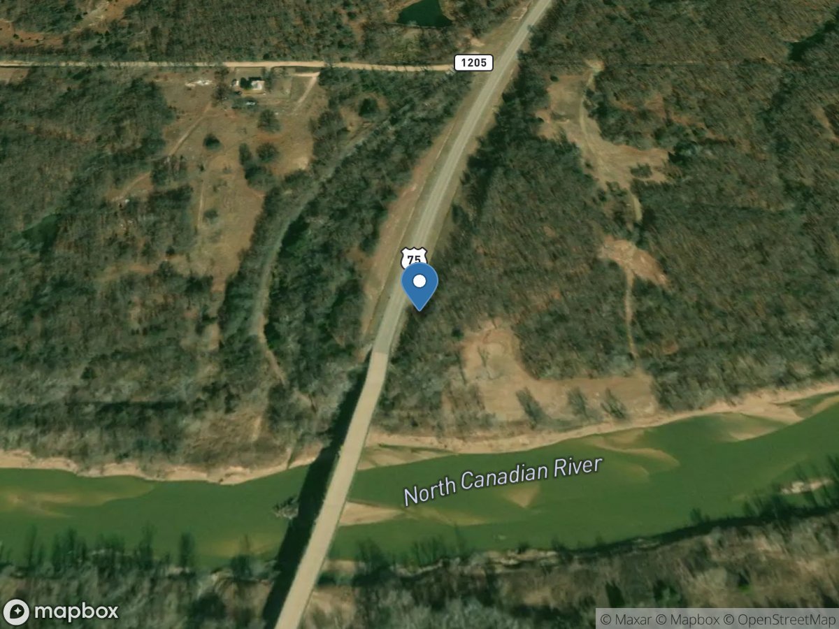 North Canadian River near Wetumka, OK location