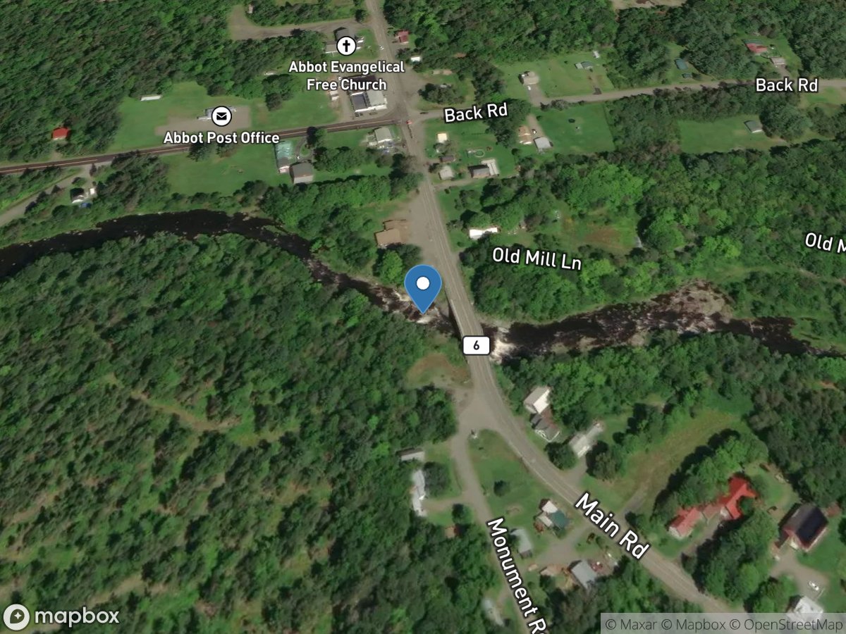 Kingsbury Stream at Abbot Village, Maine location