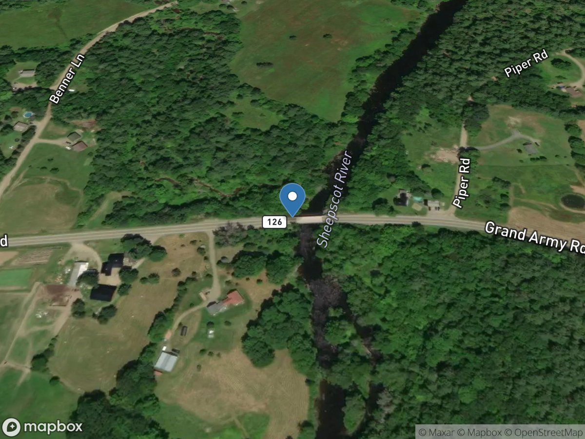 Sheepscot River at North Whitefield, Maine location