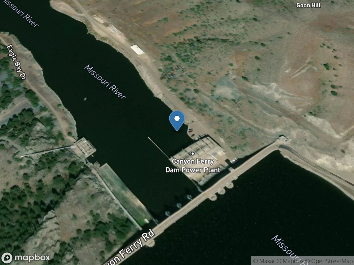 Missouri River bl Canyon Ferry Dam near Helena MT location