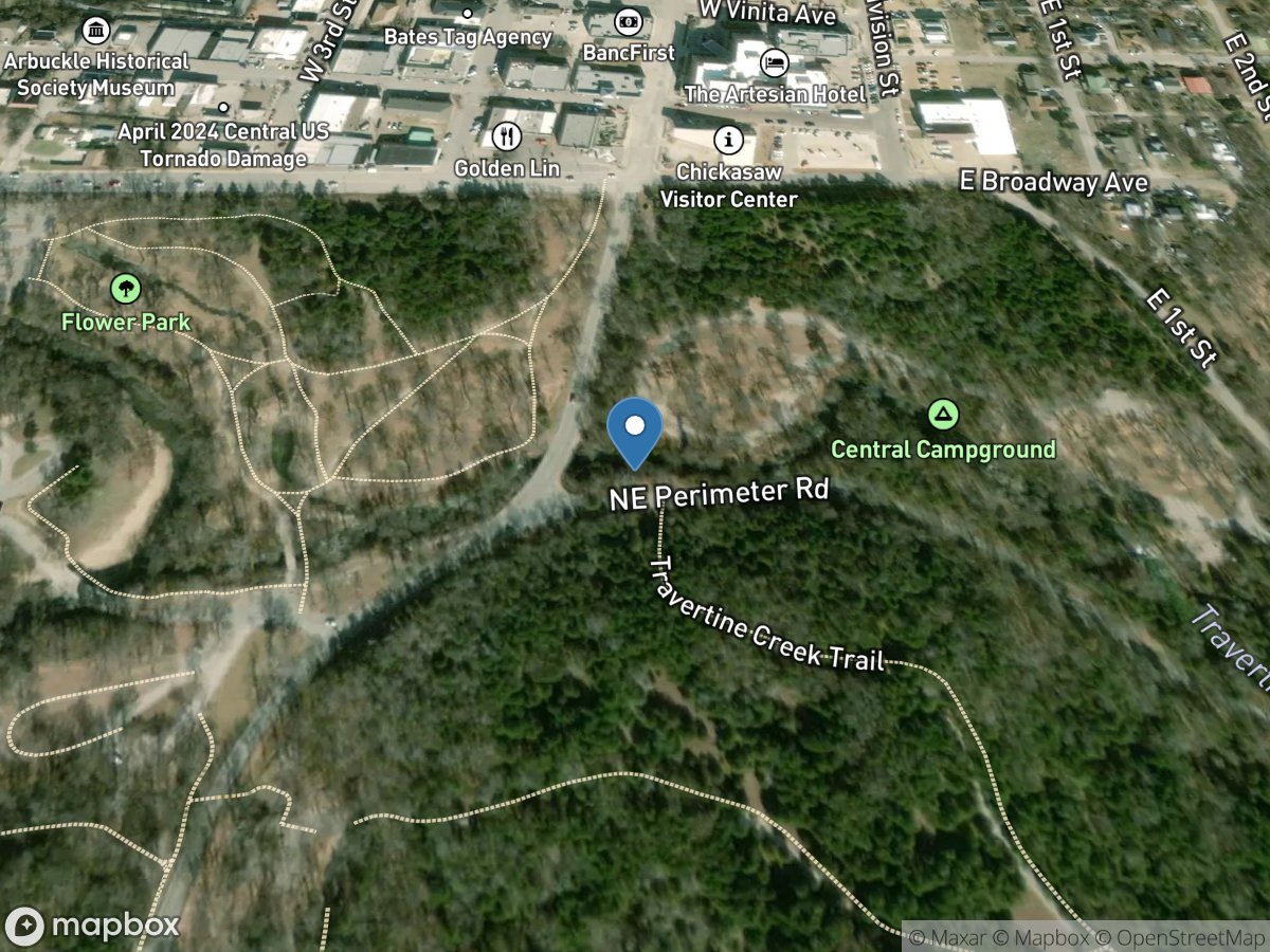 Travertine Creek above U.S. 177 at Sulphur location