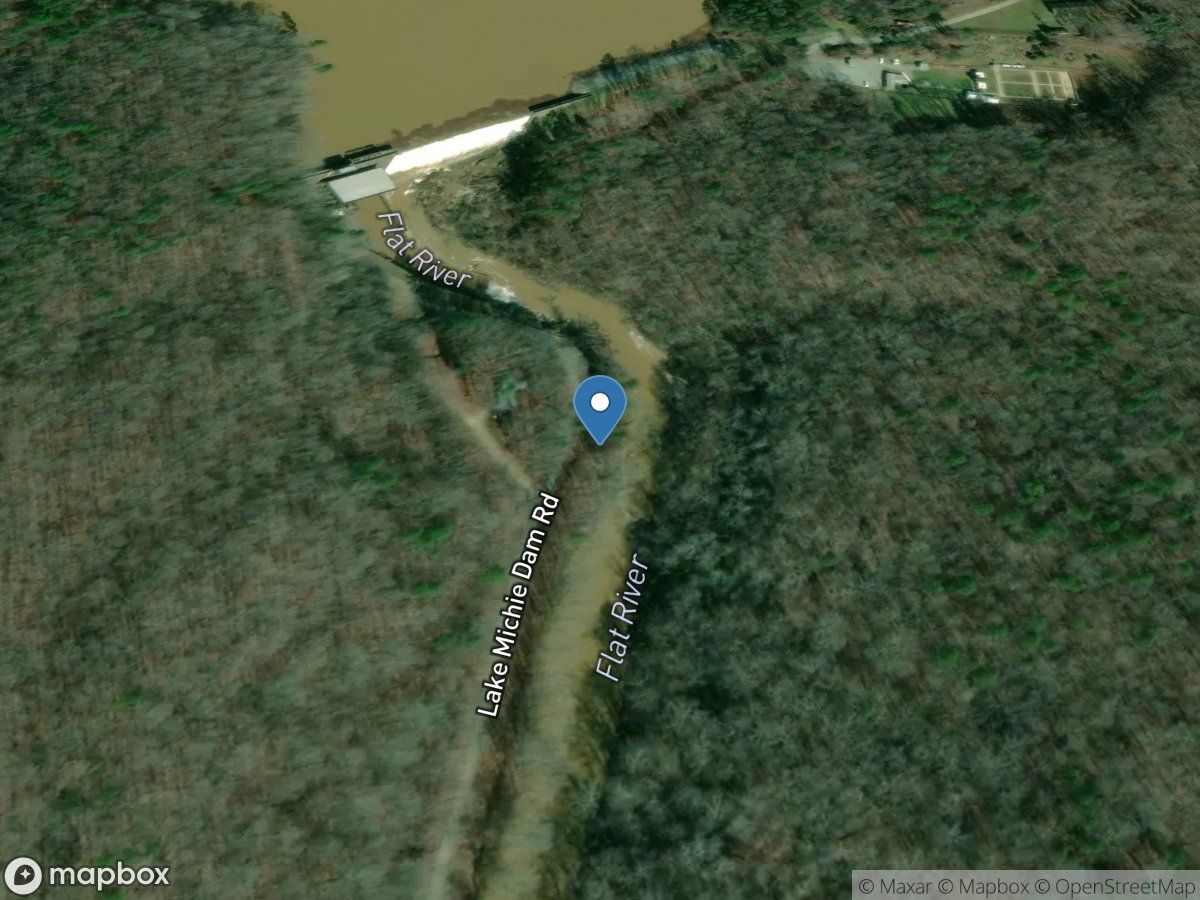 Flat River at DAM near Bahama, NC location