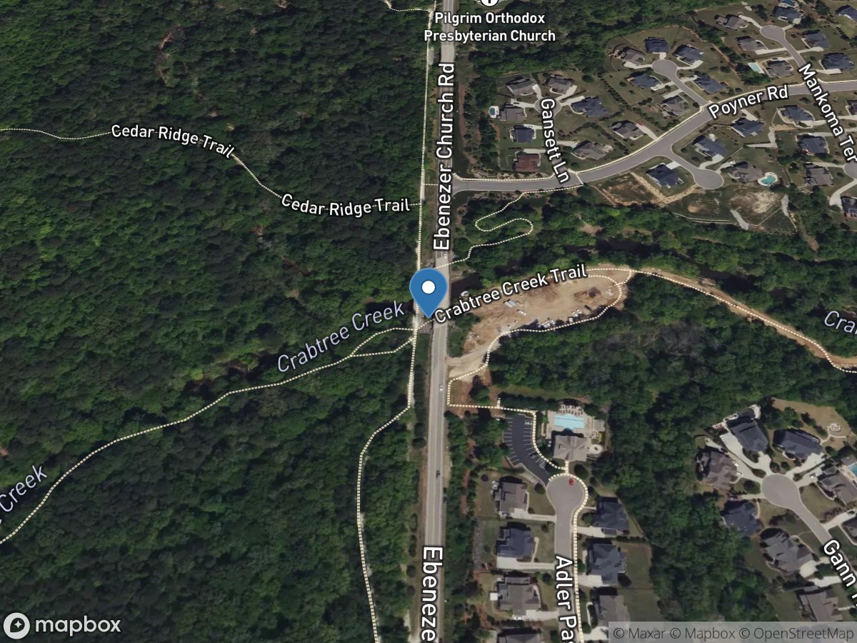 Crabtree Creek at Ebenezer Church Road near Raleigh, NC location