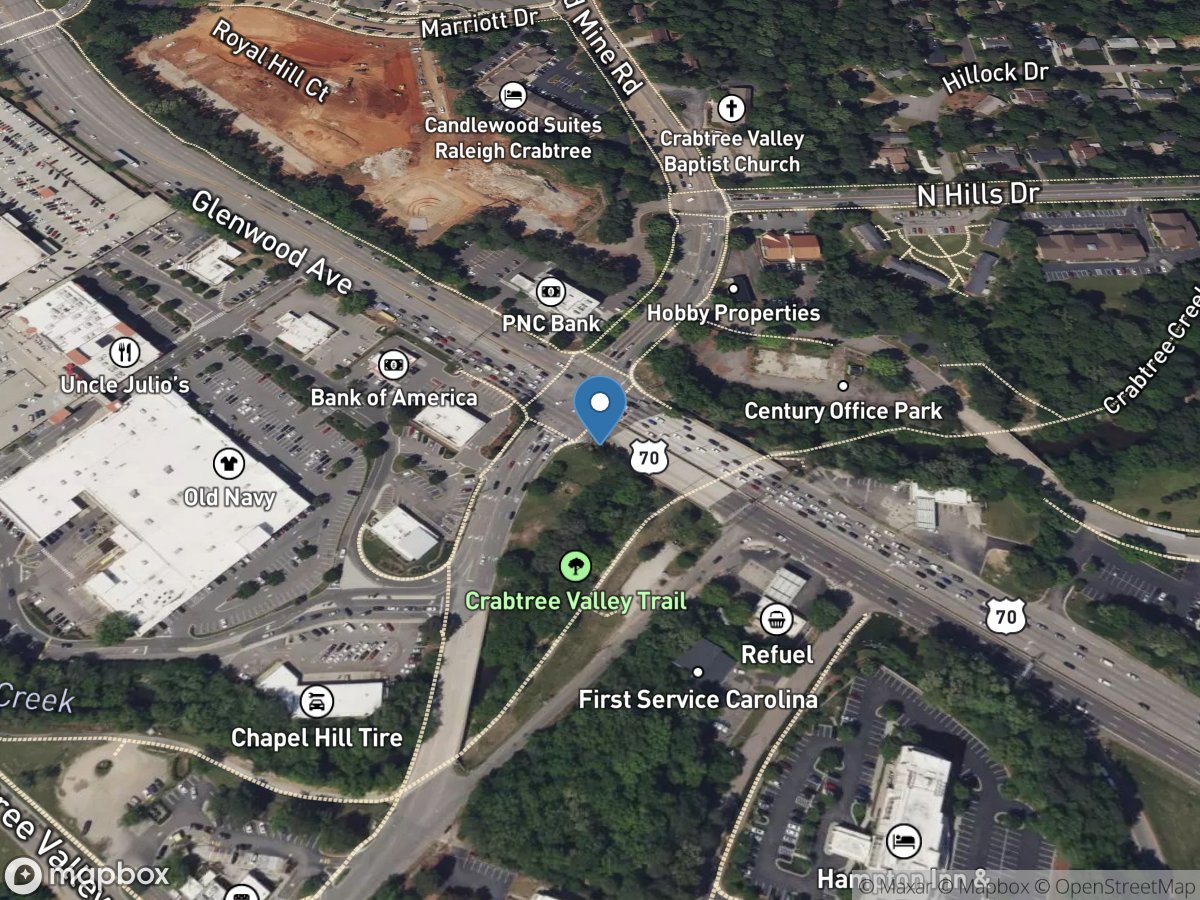 Crabtree Creek at Highway 70 at Raleigh, NC location