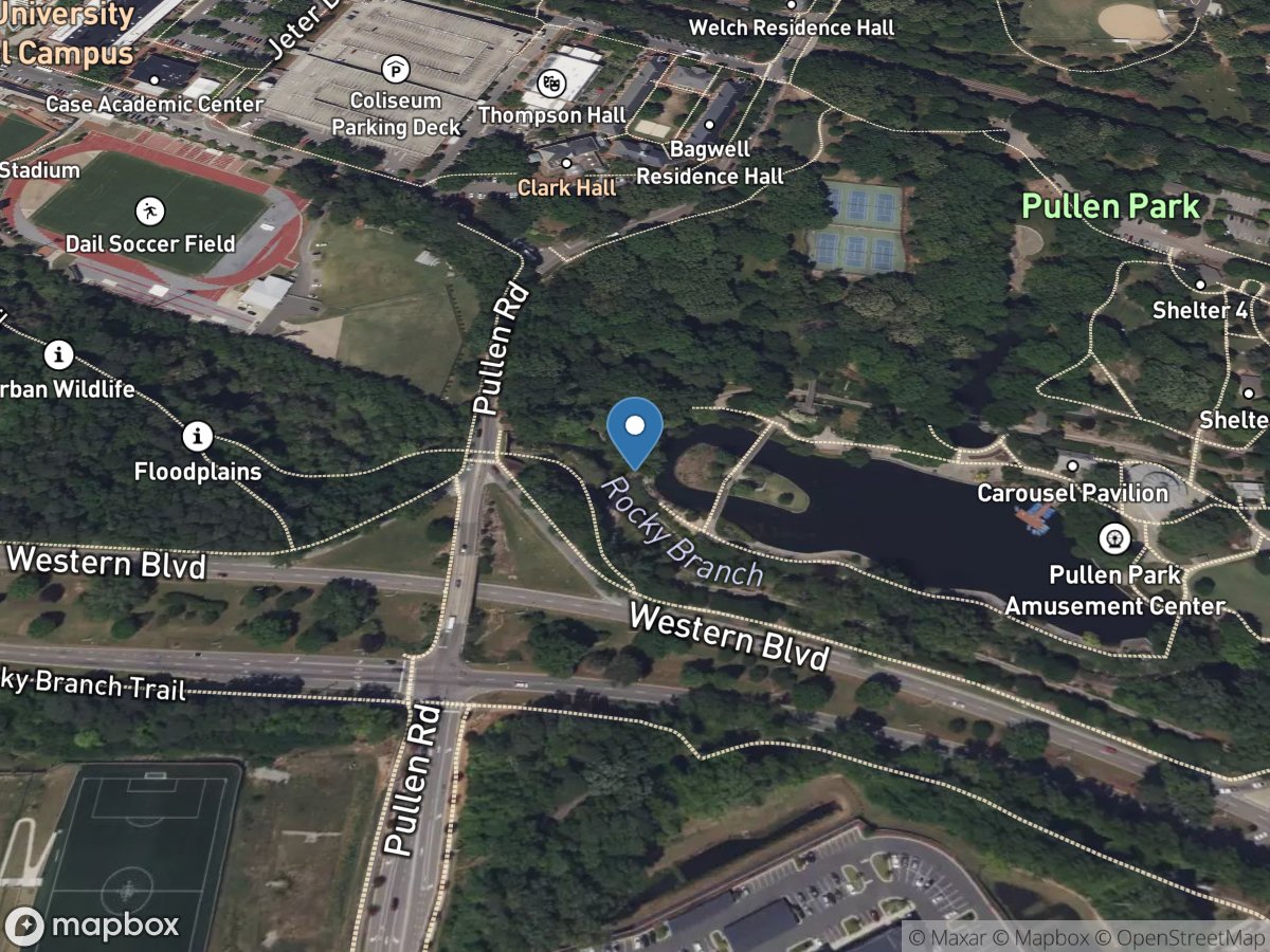 Rocky Branch below Pullen Road at Raleigh, NC location