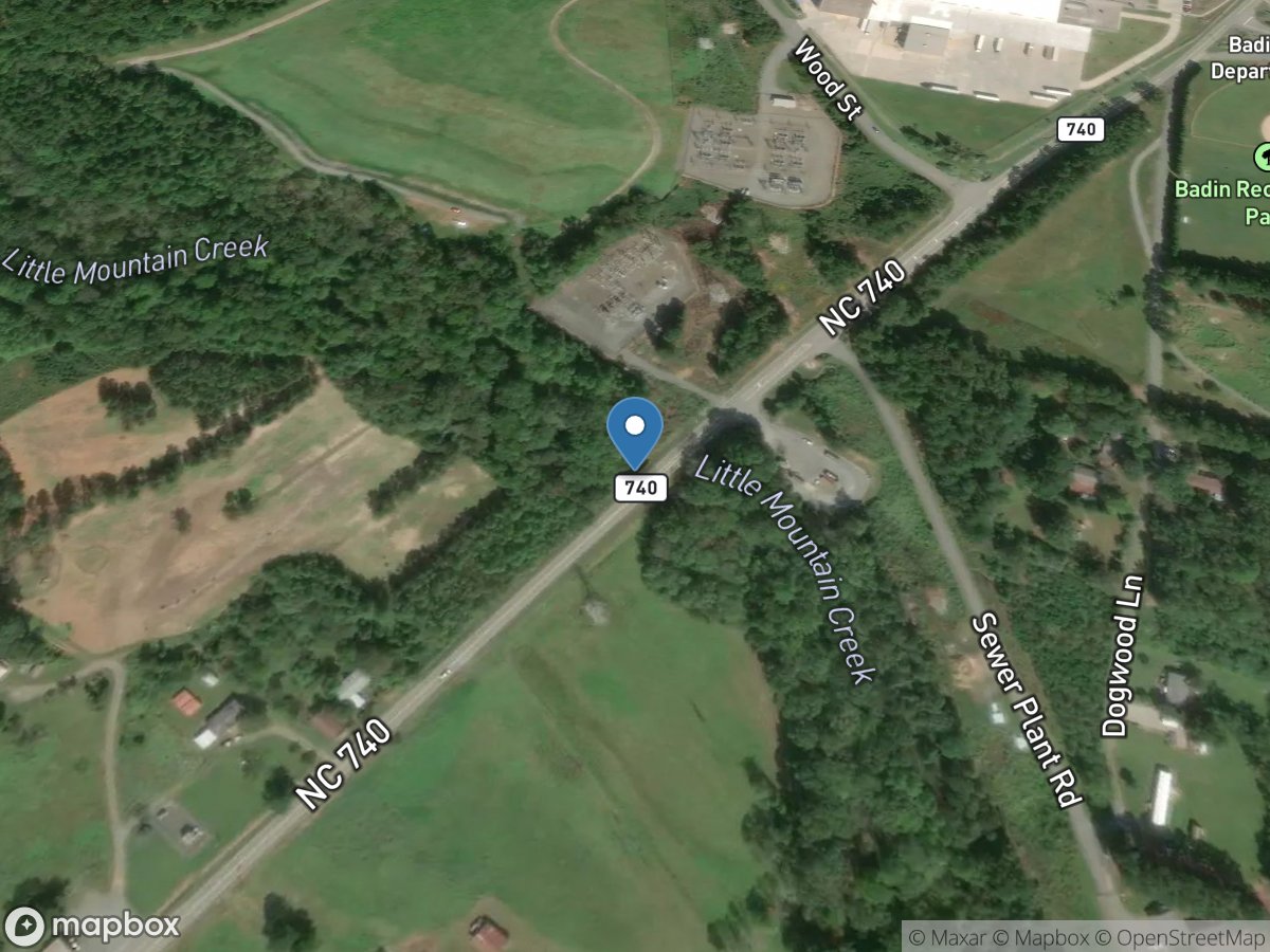 Little Mountain Creek at NC Highway 740 at Badin, NC location