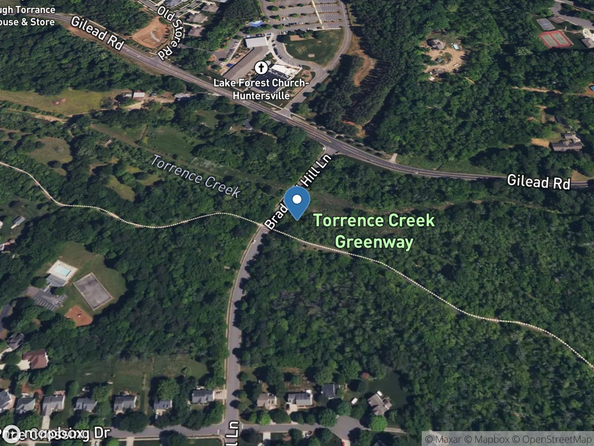 Torrence Creek at Bradford Hill Lane near Huntersvlle, NC location