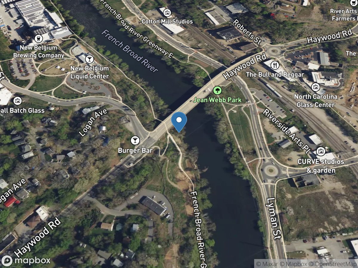 French Broad River at Haywood Road at Asheville, NC location