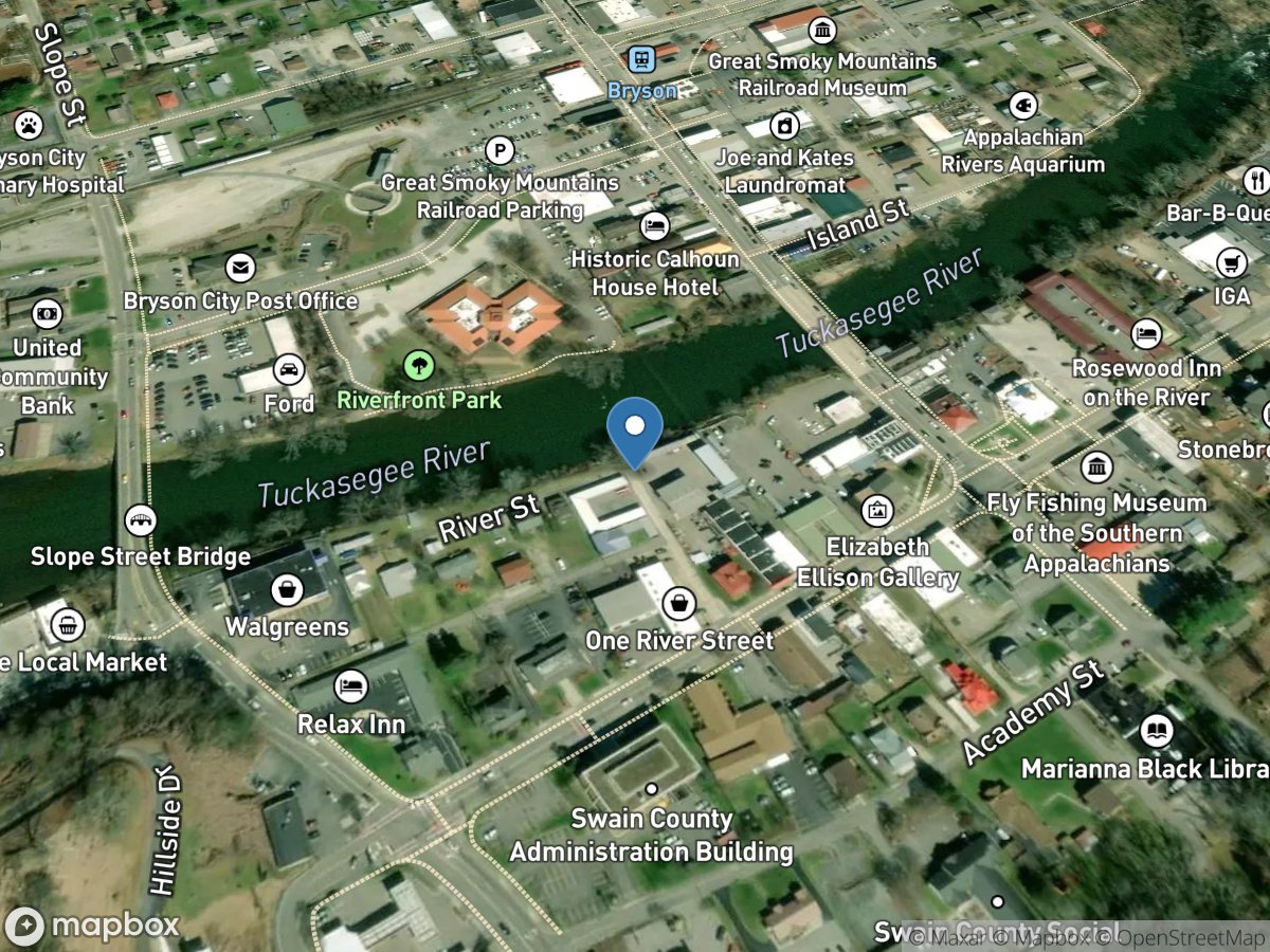 Tuckasegee River at Bryson City, NC location