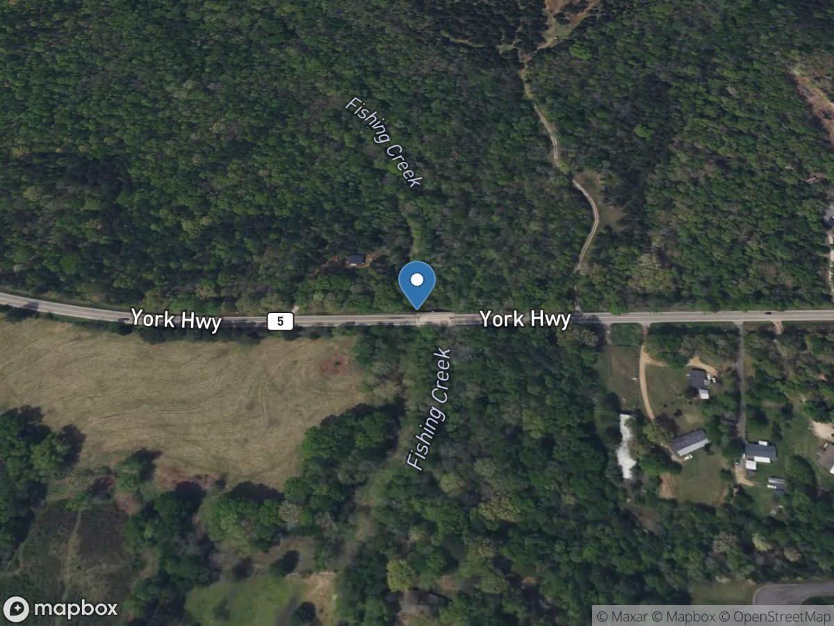 Fishing Creek at Highway 5 below York, SC location