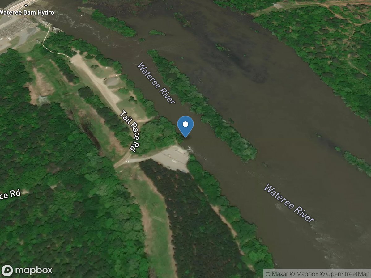 Lake Wateree Tailrace above Camden, SC location