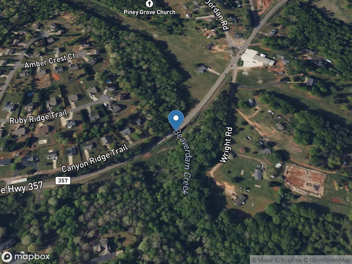 Beaverdam Creek above Greer, SC location