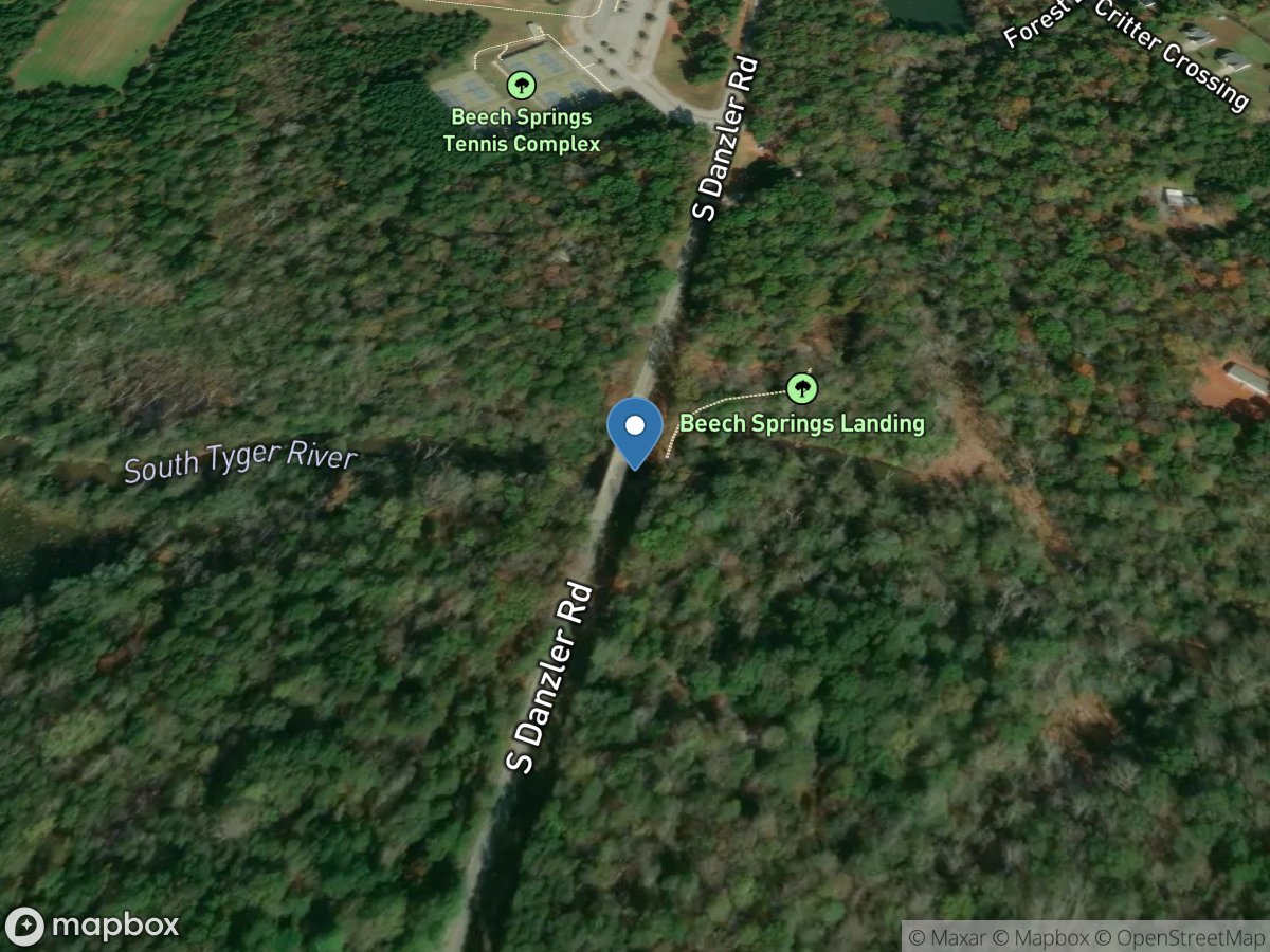 South Tyger River below Duncan, SC location