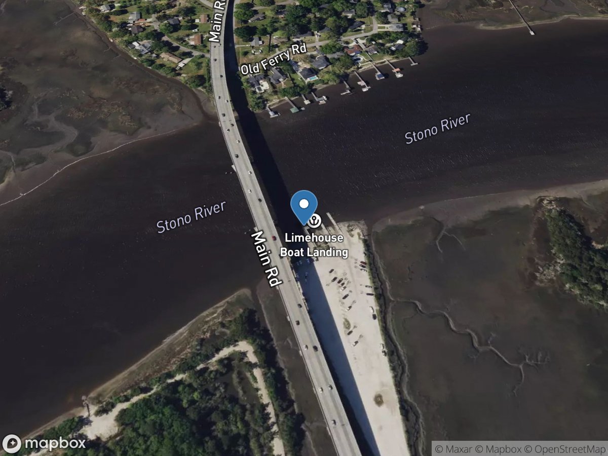 Stono River at Main Road below Rantowles, SC location