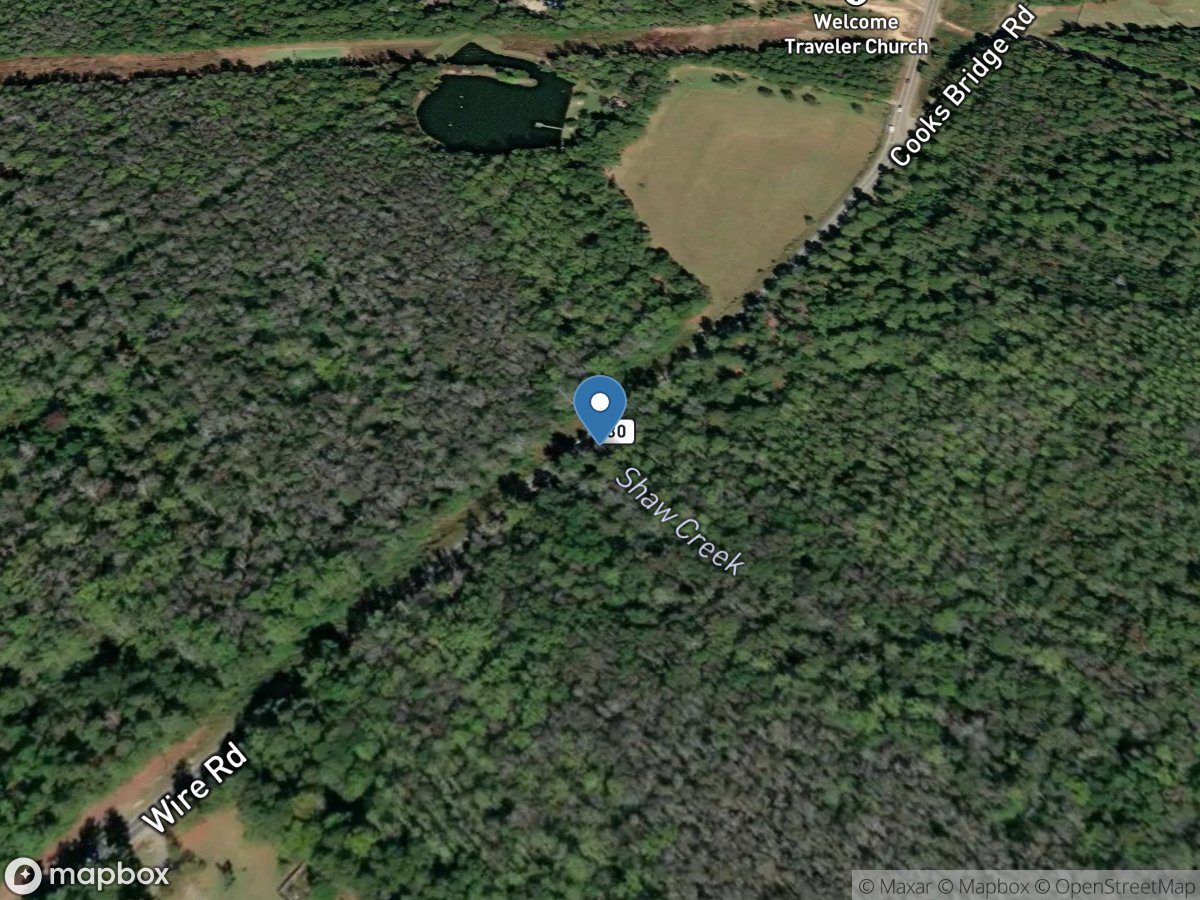 Shaw Creek at Wire Road near Aiken, SC location