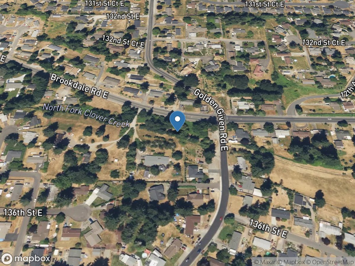 North Fork Clover Creek near Parkland, WA location