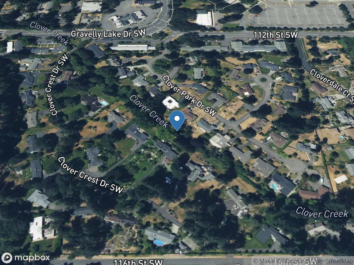 Colver Creek near Clover Park Hs at Lakewood, WA location