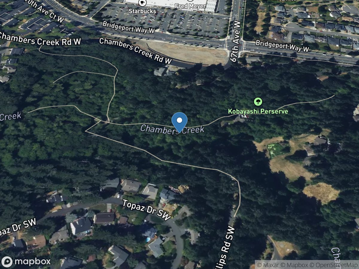 Chambers Creek below Leach Creek near Steilacoom, WA location