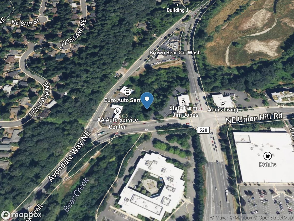 Bear Creek at Union Hill Road at Redmond, WA location