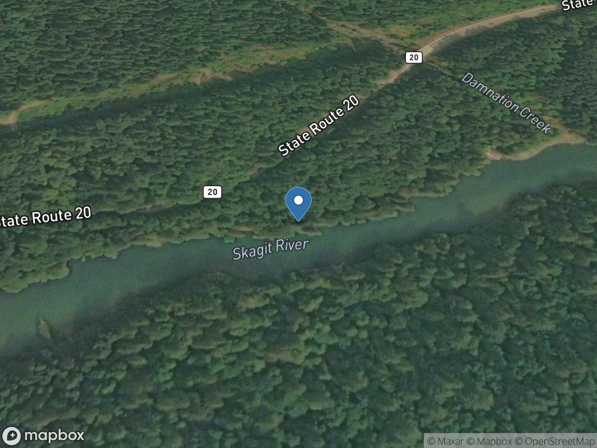 Skagit River below Damnation Crk near Marblemount, WA location