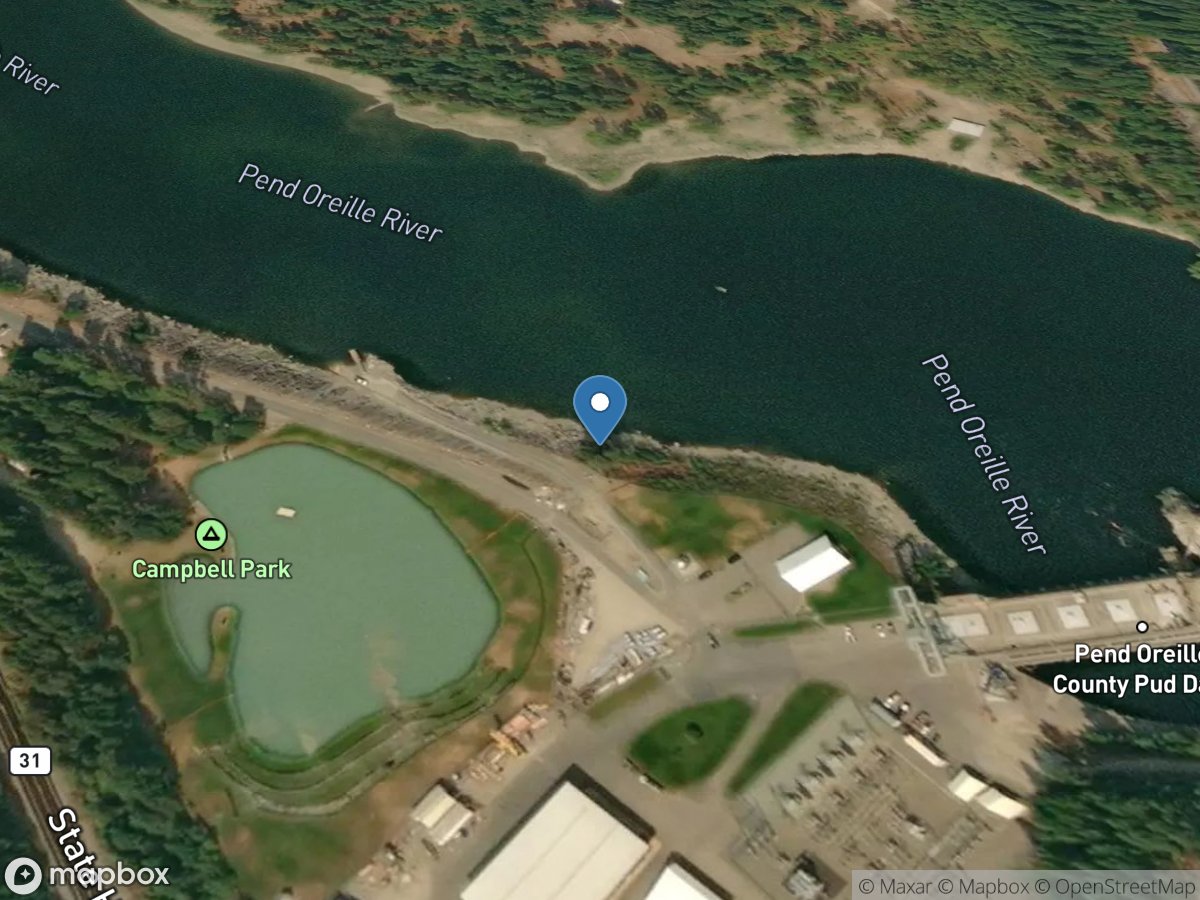 Pend Oreille River below Box Canyon near Ione, WA location