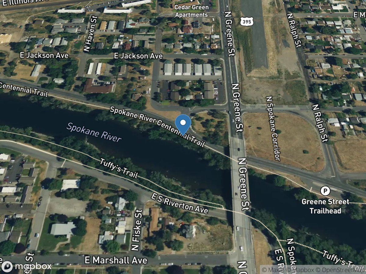 Spokane River below North Greene ST at Spokane, WA location