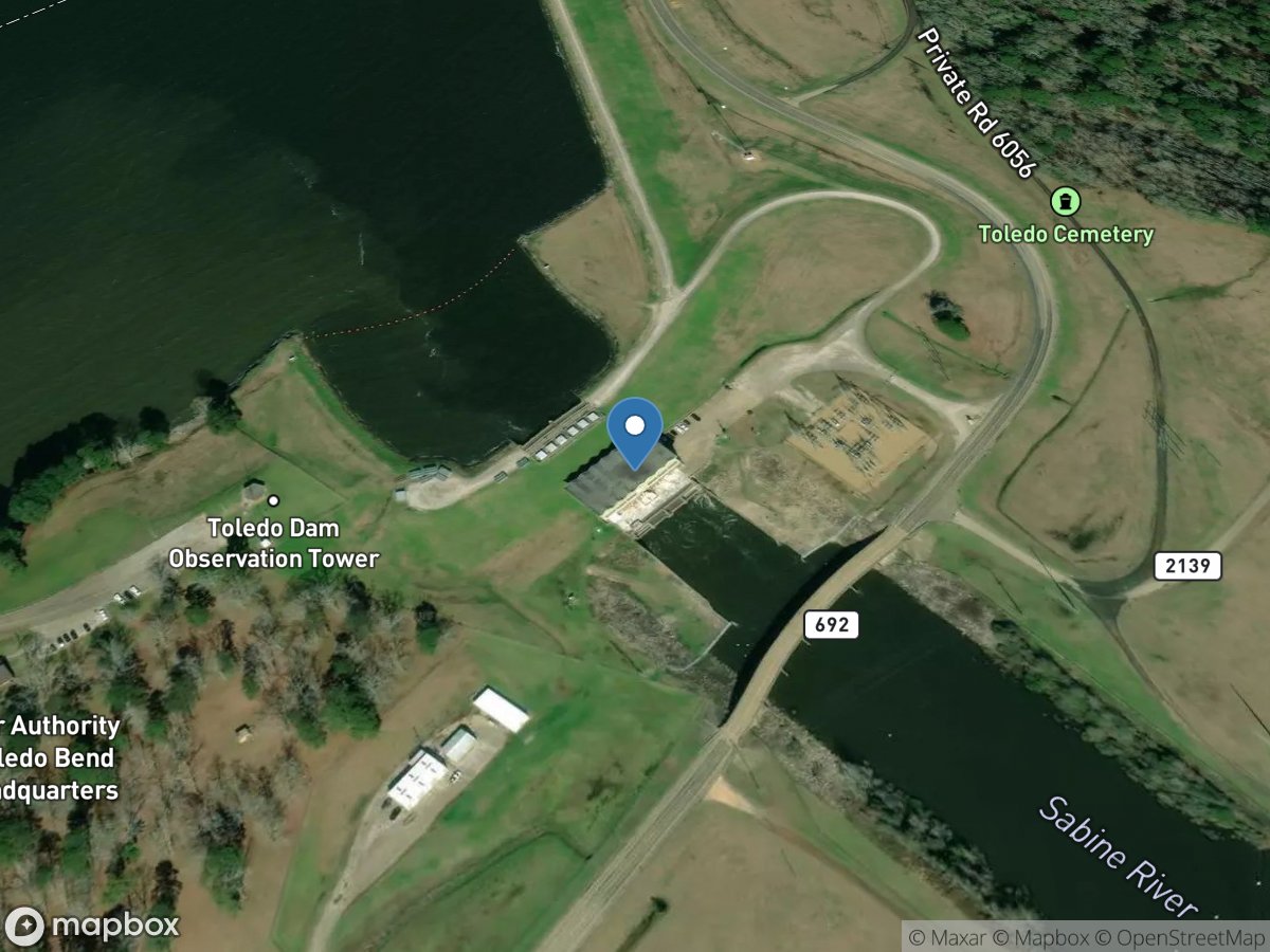 Sabine Rv at Toledo Bd Pwrhouse near Burkeville, TX location