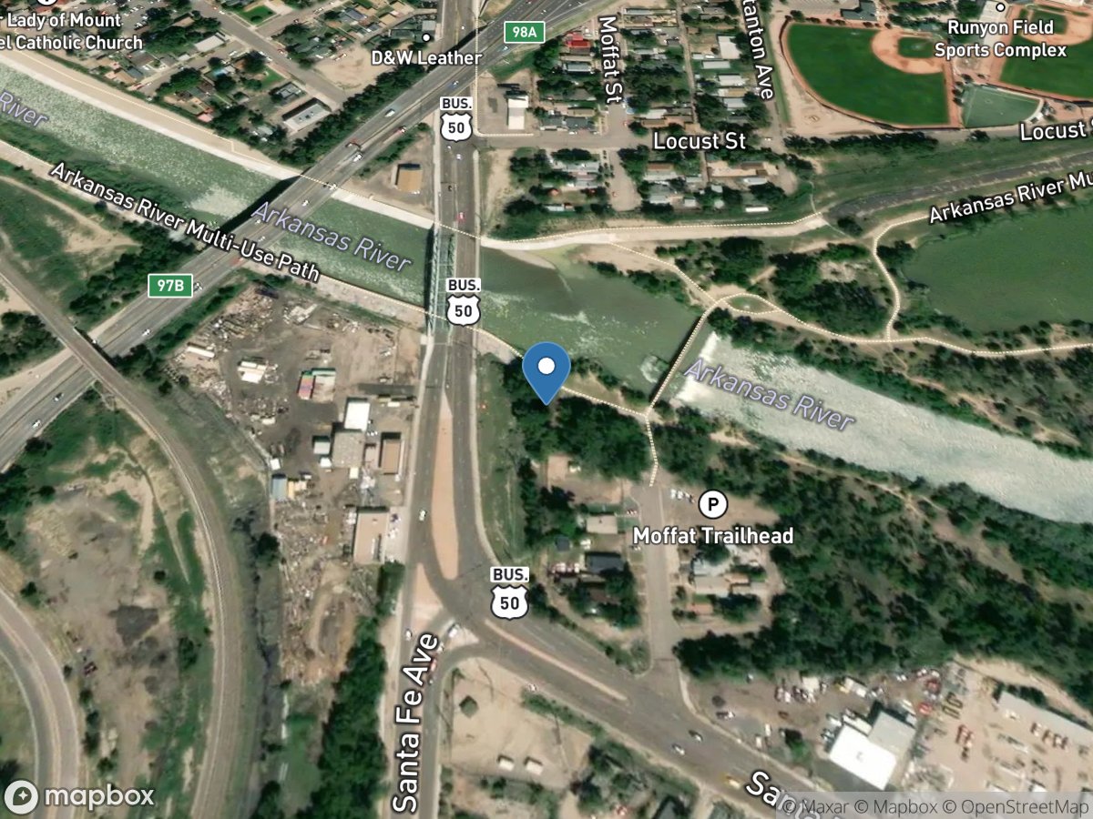 Arkansas River at Moffat Street at Pueblo, CO location