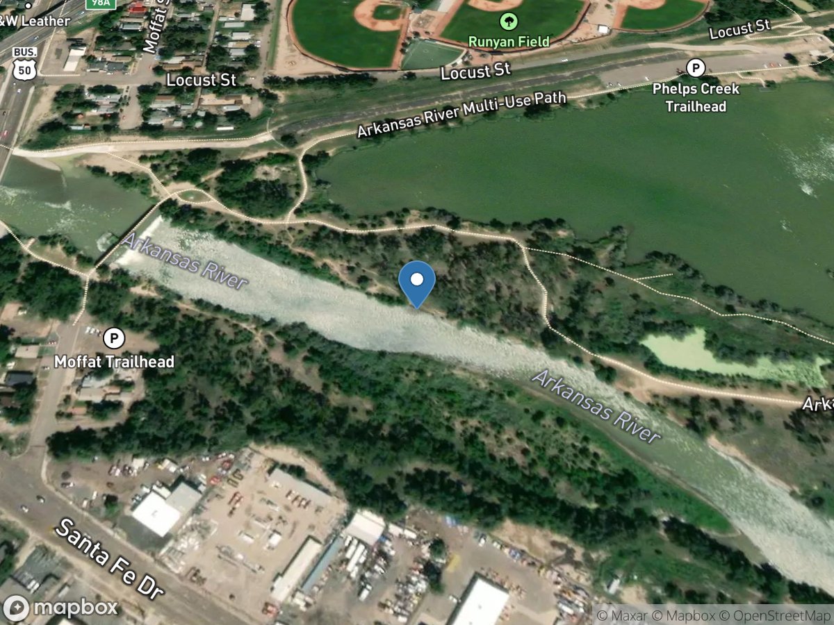 Arkansas River below Moffat Street at Pueblo, CO location